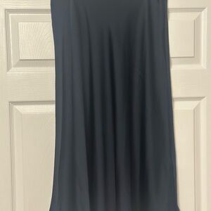 H&M Navy Blue Smooth Satin Modest Feminine Maxi Slip Skirt Timeless  Size 12
